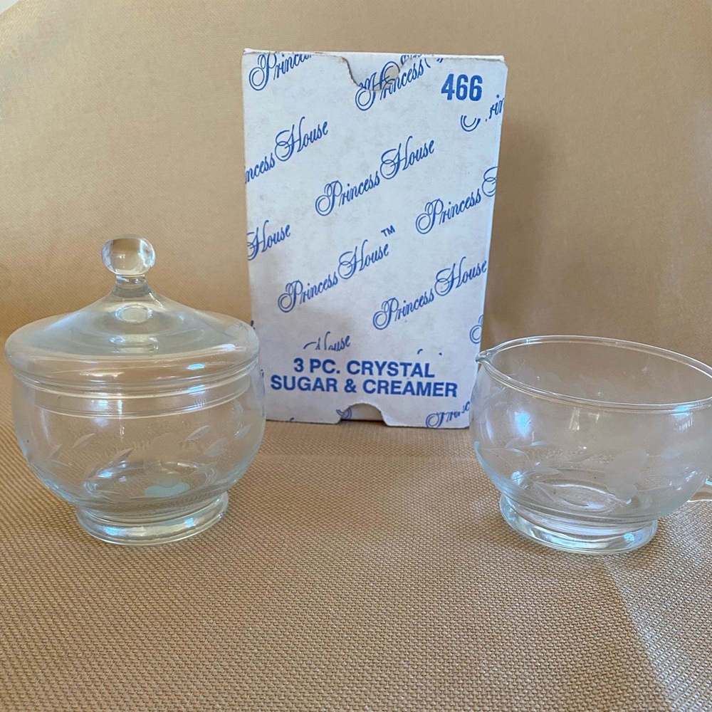 Princess House 3pc Crystal Sugar & Creamer Set